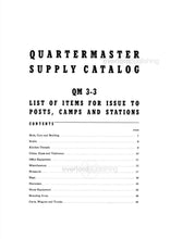 Quartermaster Supply Catalog QM 3-3: Items for Posts, Camps and Stations