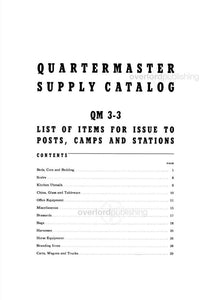 Quartermaster Supply Catalog QM 3-3: Items for Posts, Camps and Stations